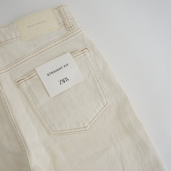 Zara Denim Cream Straight Leg Denim Jeans Size 30 - Picture 13 of 14